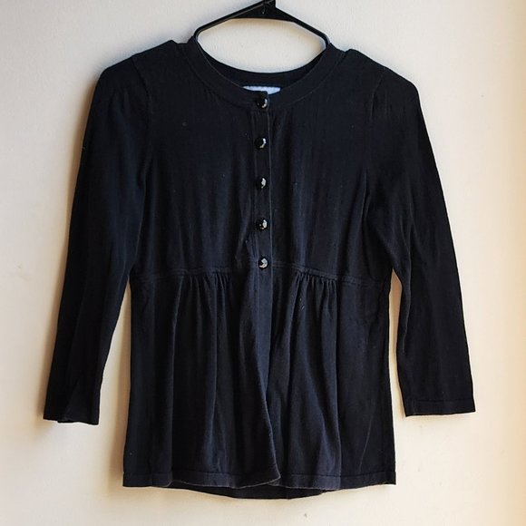 LOFT Black Half-Button Down Sweater Size Small - Picture 2 of 16